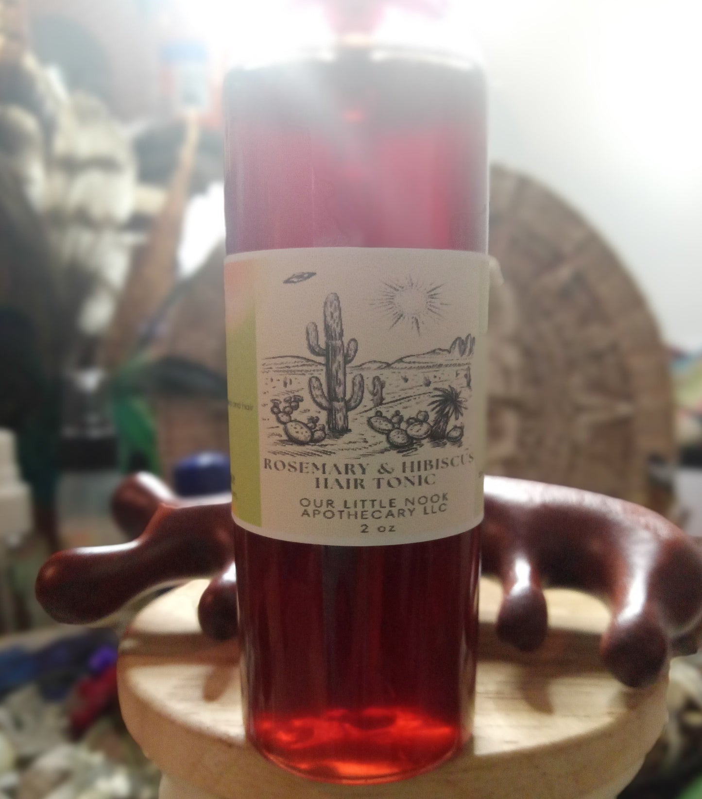 2 oz Rosemary, Hibiscus & Rose Hair Hydrosol & Sandalwood Comb