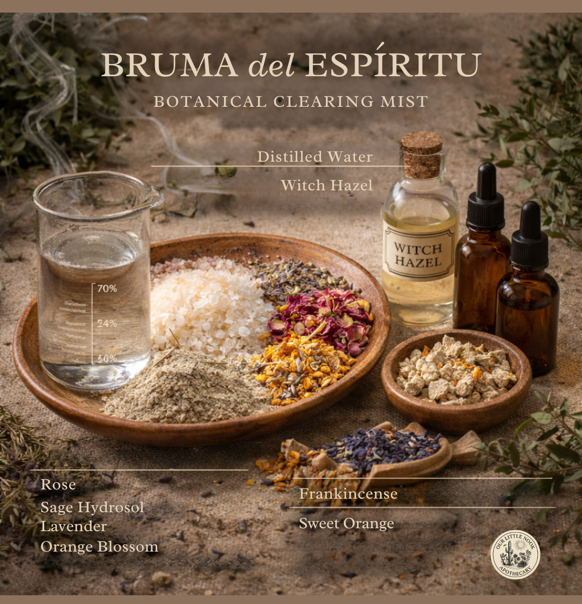 Bruma del Espíritu botanical clearing mist with ingredients 