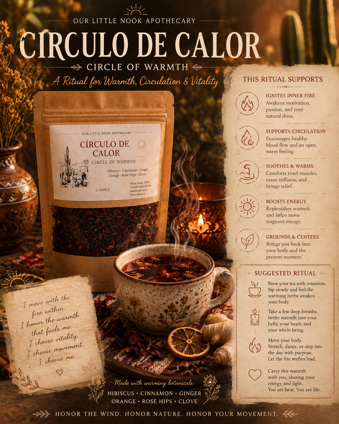 Círculo de Calor (Circle of Warmth) Tea Blend | South Wind Ritual Tea