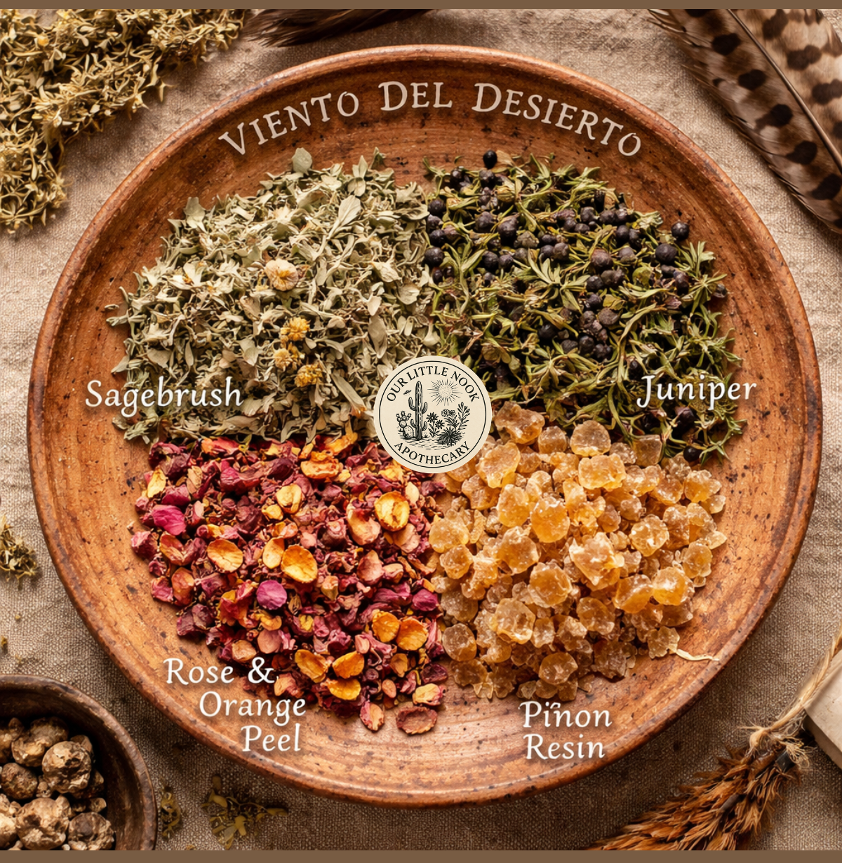'Sagebrush', 'Juniper', 'Rose & Orange Peel', and 'Pinon Resin' 